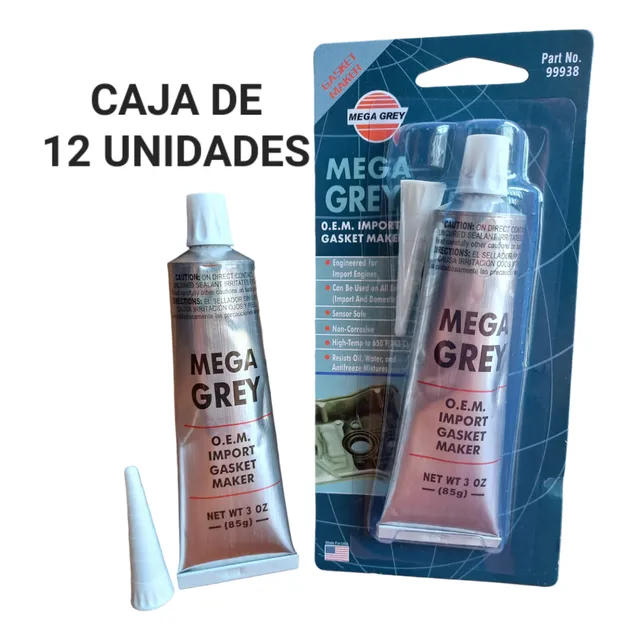 Silicon Gris Mega Grey Banderita Alta Temperatura Por Caja
