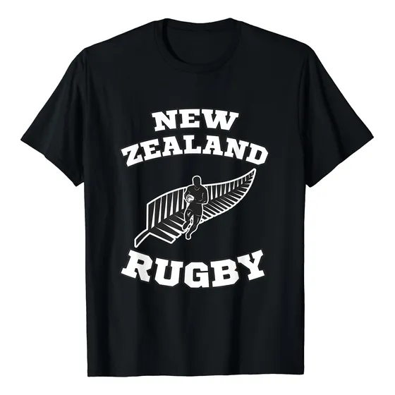 Camiseta Del Equipo De Rugby Kiwis Con Bandera De Nueva Zela