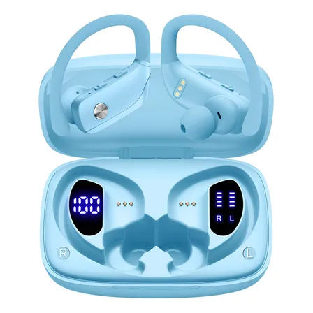 Bmani T16 Audífonos Inalámbricos Bluetooth Oreja Colgante Deportes 48 Horas Color Azul Claro
