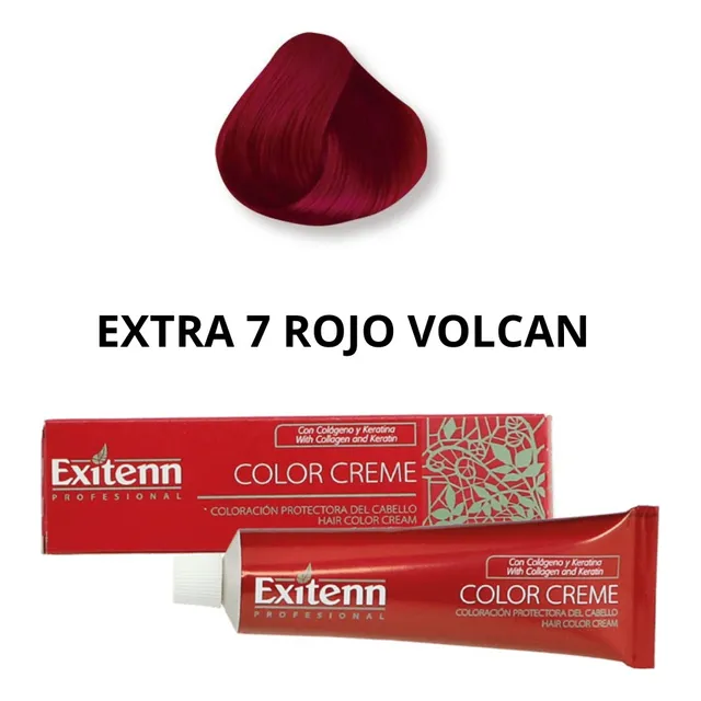 Tinte Exitenn Extra 7 Rojo Volcan + Agua Oxigenada De 60ml