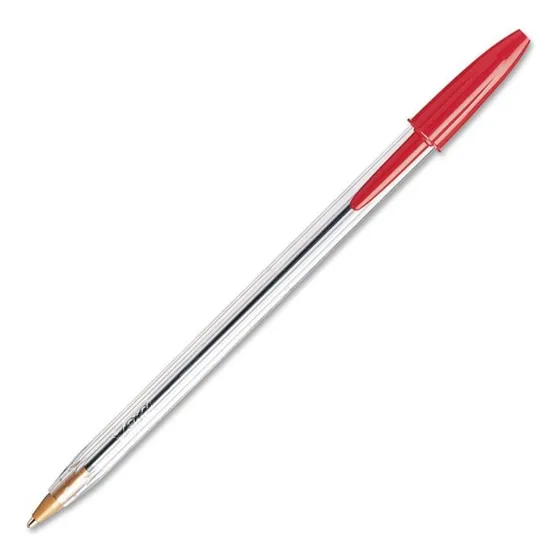 Lápiz Pasta Punta Media 1.0mm Rojo Cristal Bic 6 Unidades