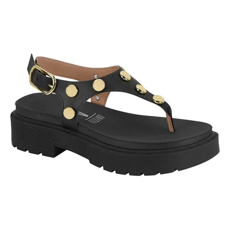Sandalia Papete Femina Vizzano Flatform Tratorada Conforto Preto 36 Br