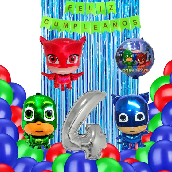 Combo Globos Pj Mask Heroes En Pijamas Deco Cumple Candy Bar