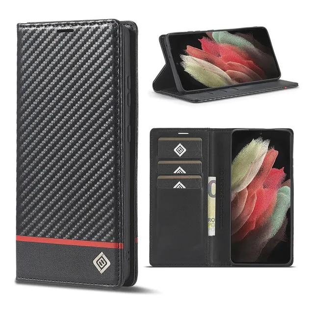 Funda Cuero Para Samsung Carcasa Con Ranura Para Tarjetas