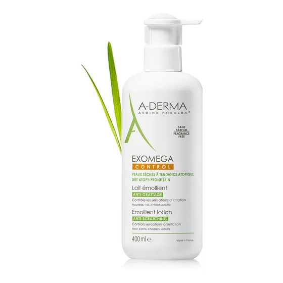 Leche para cuerpo A-Derma Exomega Control Leche Emoliente en dosificador 400mL