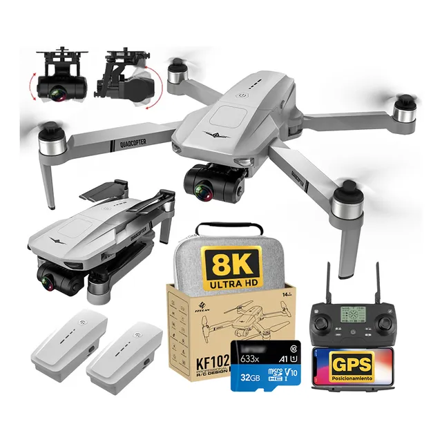 Drone Kf102 Profesional 2 Ejes Sin Escobillas Cámara 8k Gps Mini Dron SJRC Blanco super distancia rc drone
