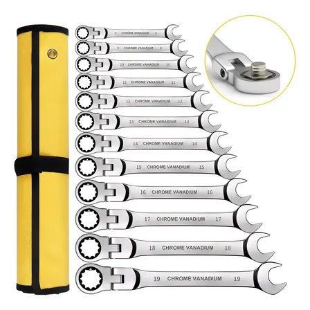 Chave Combinada Catraca Jogo Chaves 12pc Cabeça Móvel 8-19mm Amarelo