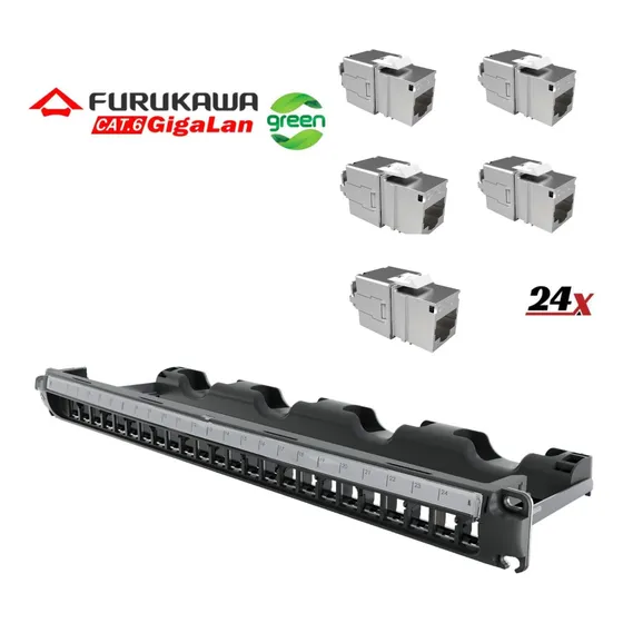 Patch Panel Descarregado +24 Keystone Cat6 Blindado Furukawa