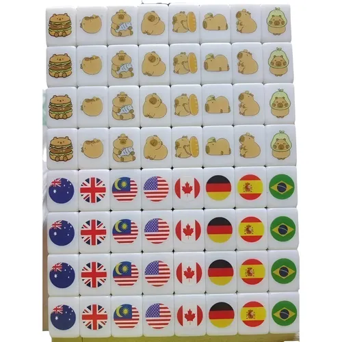 Juego De Mahjong De 65 Fichas Con Diseños De Banderas Nacionales – Tamaño 24 Mm, Portátil Para 2 Jugadores, Regalo De Mesa Original