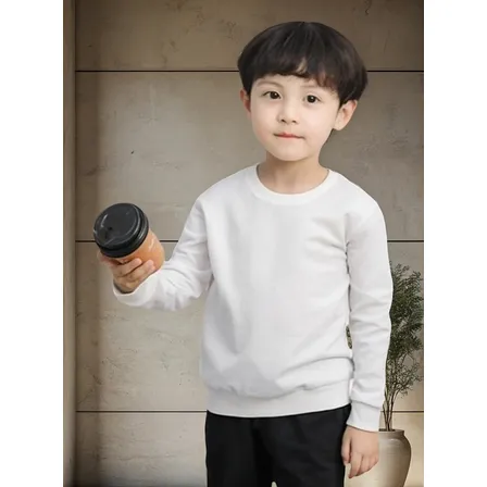 Camiseta Blancas De Niños / Unisex Algodon Manga Larga