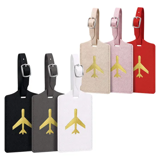 Etiquetas De Equipaje Frienda, 6 Piezas, De Piel, Para Bolsa