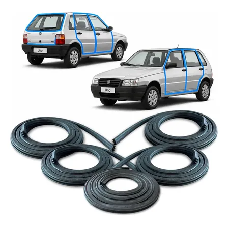 Kit Borracha Vedação 4 Portas Uno 91 A 2013 + Malas