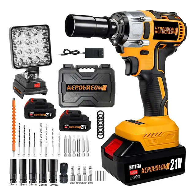 Llave De Impacto Inalámbrico 600w,llave De Impacto Eléctrica Con Luz De Trabajo Integrada De 16 Led,pistola De Impacto Para Reparaciones Domésticas Y Del Automóvil