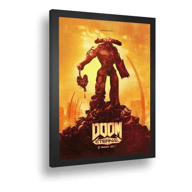 Quadro Decorativo Poster Doom Eternal Game 2020 Vidro A3
