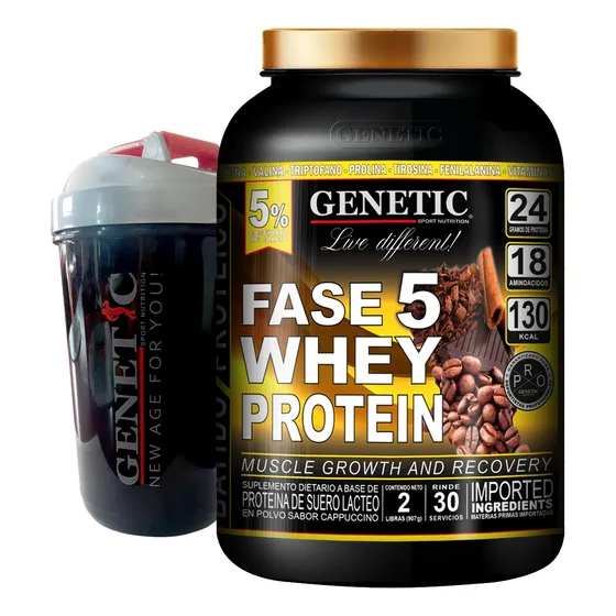 Proteína Fase 5 Aumento Muscular Recuperación Shaker Genetic
