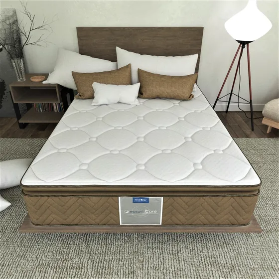 Colchón Restonic Queen Size Leyen + Base Tacto Piel Chocolat