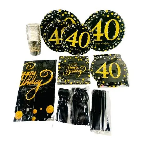 Pack Set Cotillón Fiesta Cumpleaños Celebración 40 Años