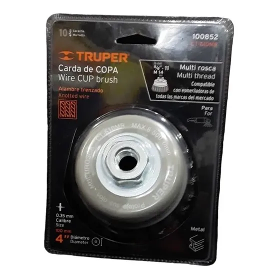 Cepillo Copa De Alambre Trenzado 4 Para Esmeril Marca Truper