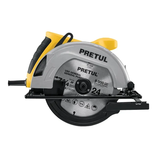 Sierra circular eléctrica Pretul SICI-7-1-/4P 184mm 1200w color amarillo