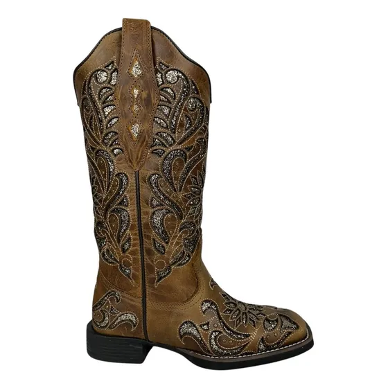 Bota Country Recorte A Laser Brilho Prateado Vimar Original