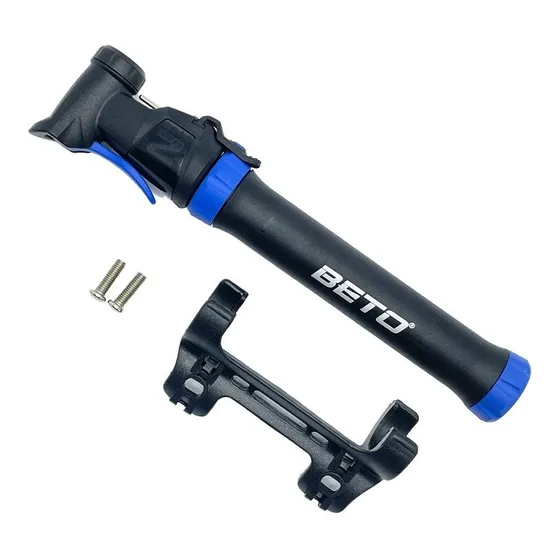 Minibomba de aire para bicicleta con boquilla tipo bola Beto de doble acción, color negro