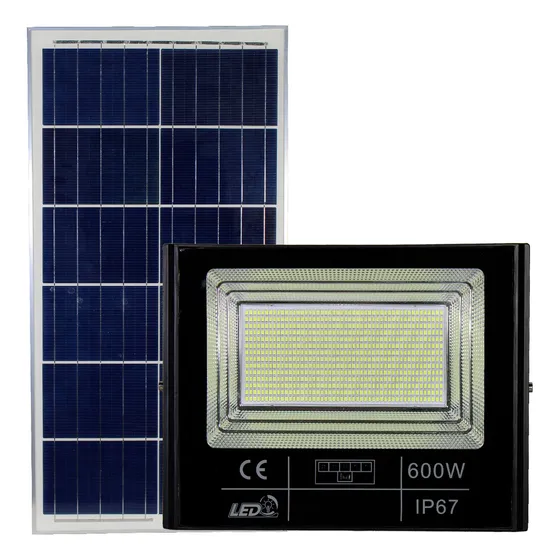Reflector Led 600w Solar Exterior Alta Potencia Al38 Negro Blanco Frío