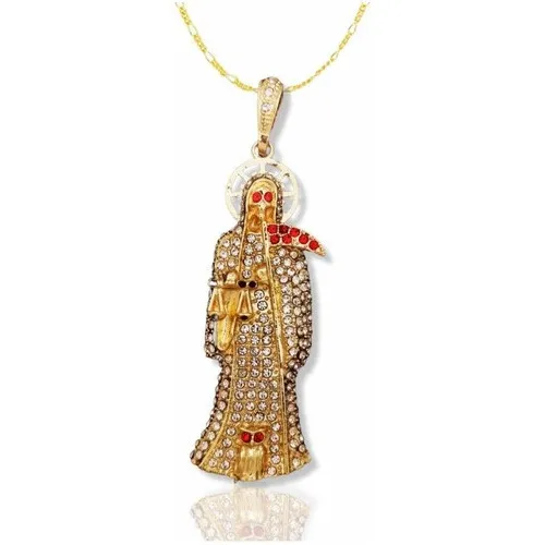 Santa Muerte Oro Lam Y Zirconias + Cadena