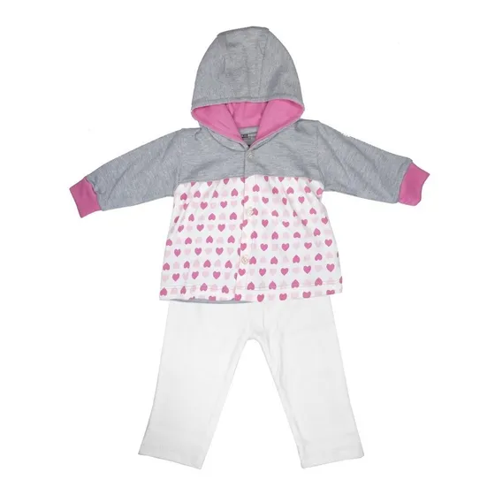 Conjunto Para Niñas 2 Piezas Estampado Corazones Bebu