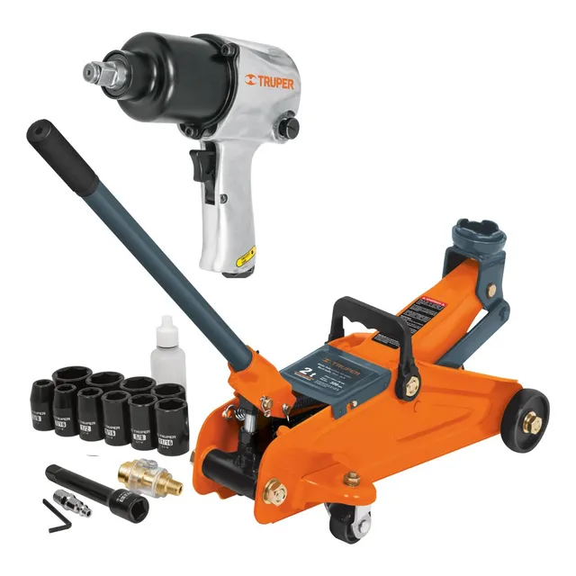 Combo Gata Lagarto 2ton Taladro Neumático Llave De Impacto