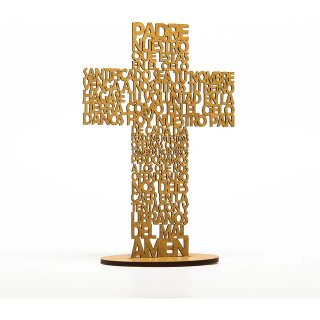 Recuerdo Cruz Padre Nuestro / Comunion / Bautizo/ Mdf 3mm