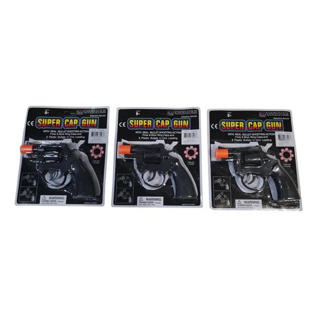 3 Pistolas Juguete Municion Chinampin Revolver Fulminantes Negro