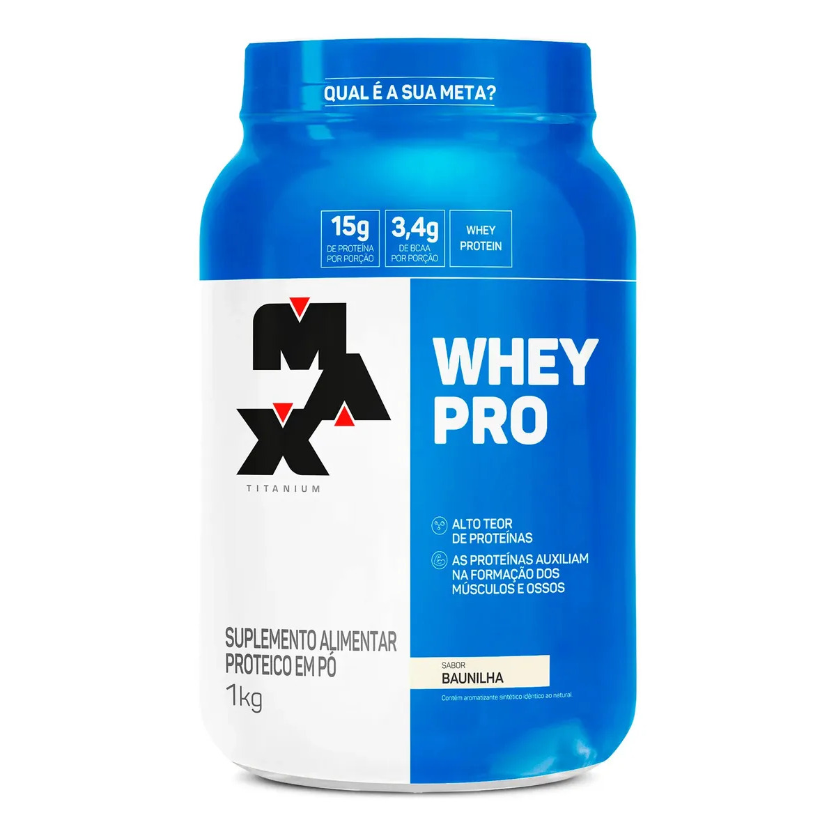 Whey Protein 1kg Whey Pro Max Titanium Sabor Baunilha BCAA e Aminoácidos Whey Protein 1kg Whey Pro Max Titanium Sabor Baunilha BCAA e Aminoácidos