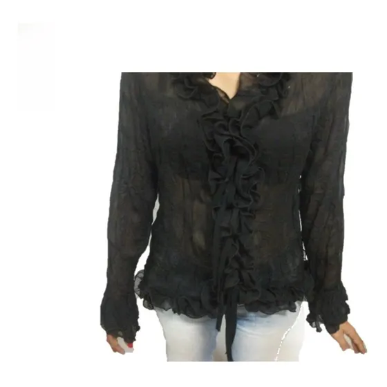 Camisa Negra Con Encaje Dama Talla S 