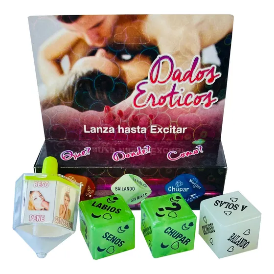 Dados Neón X3 Para Parejas + Pirinola Juego Creativo
