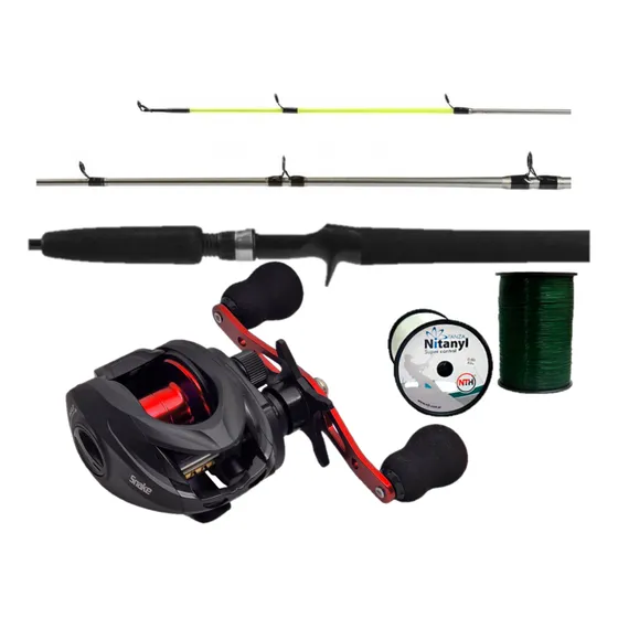 Combo Pesca Baitcast Reel Huevito Rotativo + Caña 20-40lbs