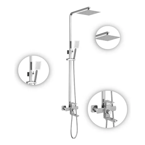 Kit Ducha Regadera Moderna Cuadrada De Acero Inoxidable