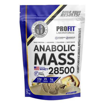 Hipercalórico Anabolic Mass 28500 3kg Profit Labs Sabor Baunilha