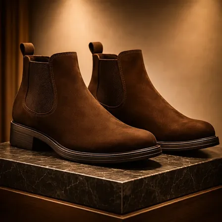 Botina Chelsea Masculina Camurça Cano Médio Casual Conforto