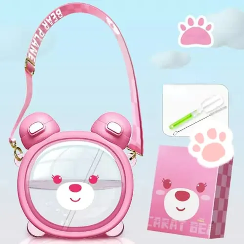 Ortrola Botella De Agua Kawaii Con Paja Doble Beber 392vt