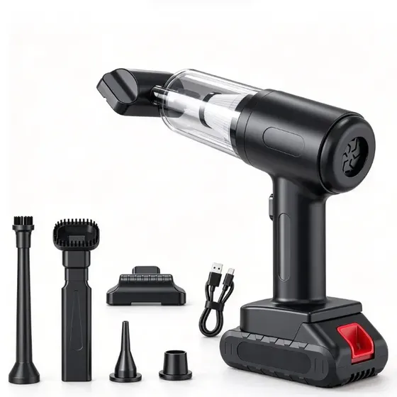 Aspirador Soprador De Pó Portátil Sem Fio Carro Automotivo Preto 127/220v