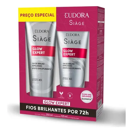 Kit Promocional Siage Eudora Glow Expert Shampoo 250ml + Condicionador 125ml - Leia a Descrição