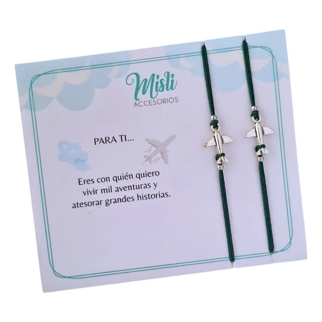 Manillas Pareja Avión Pulseras Amor Regalo Para Compartir