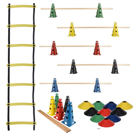 Kit Funcional Corda De Pular Escada Cone Furado C/ Barreiras Cor Colorido Kit Funcional Corda De Pular Escada Cone Furado C/ Barreiras Cor Colorido
