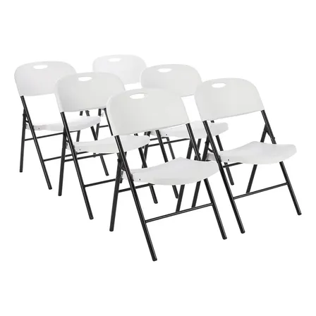 Paquete 6 Sillas Plegables Bakam Para Comedor Y Eventos Plástico Gris Oscuro Blanco