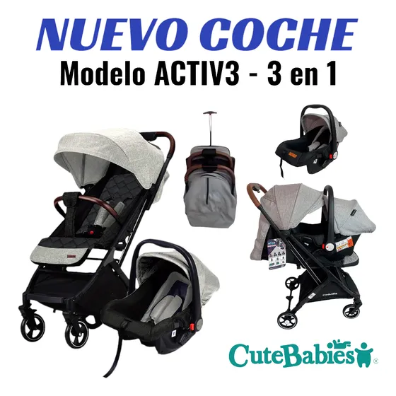 Coche Active 3 En 1 Tipo Maleta + Silla De Carro+portabebes