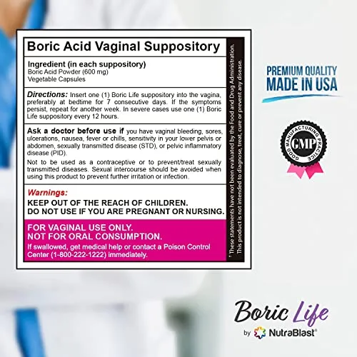 Supositorios Vaginales De Ácido Bórico Nutrablast 600 Mg (30