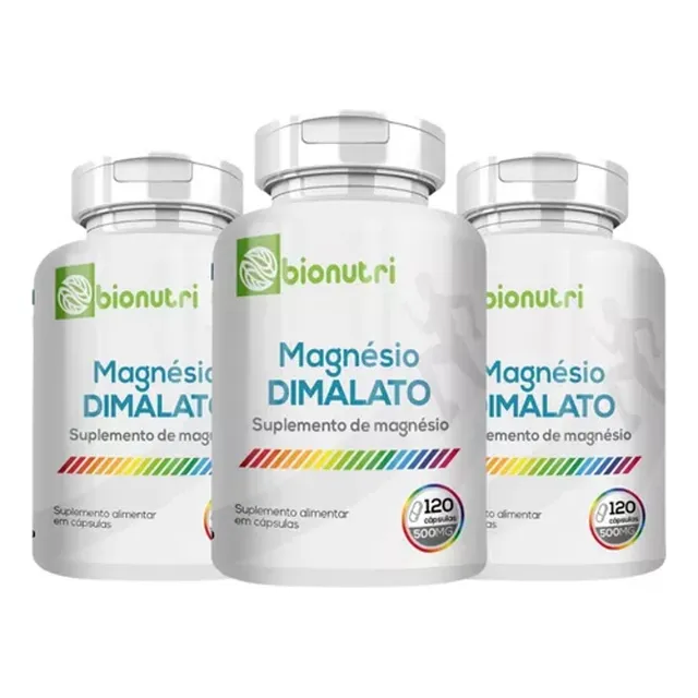 3x Suplemento Magnésio Dimalato 360 Cápsulas 500mg