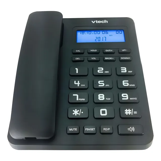 Telefono Alambrico Vtech Vtc500 Identificador De Llamadas, Manos Libres Negro