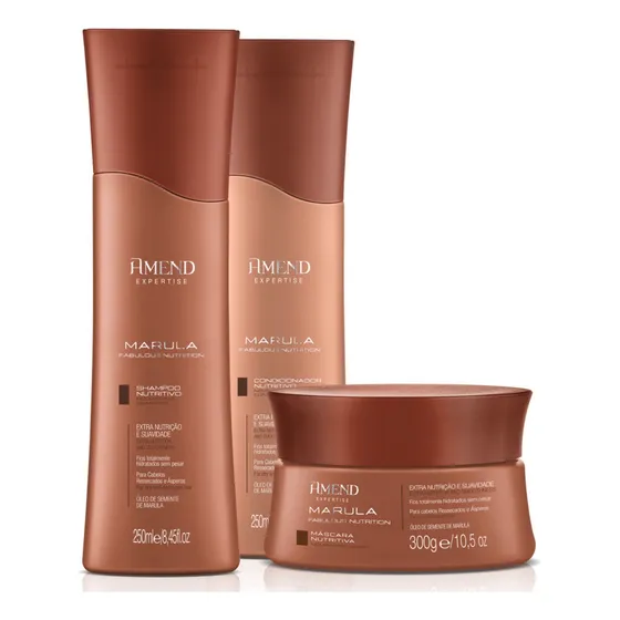 Kit Amend Nutrição Marula Shampoo Condicionador E Máscara