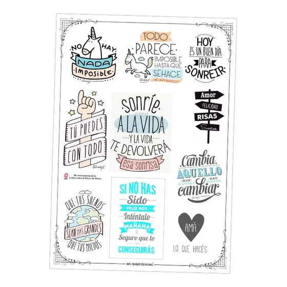 Frases #03! Lámina Para Transferencias 21 X 29 Cm